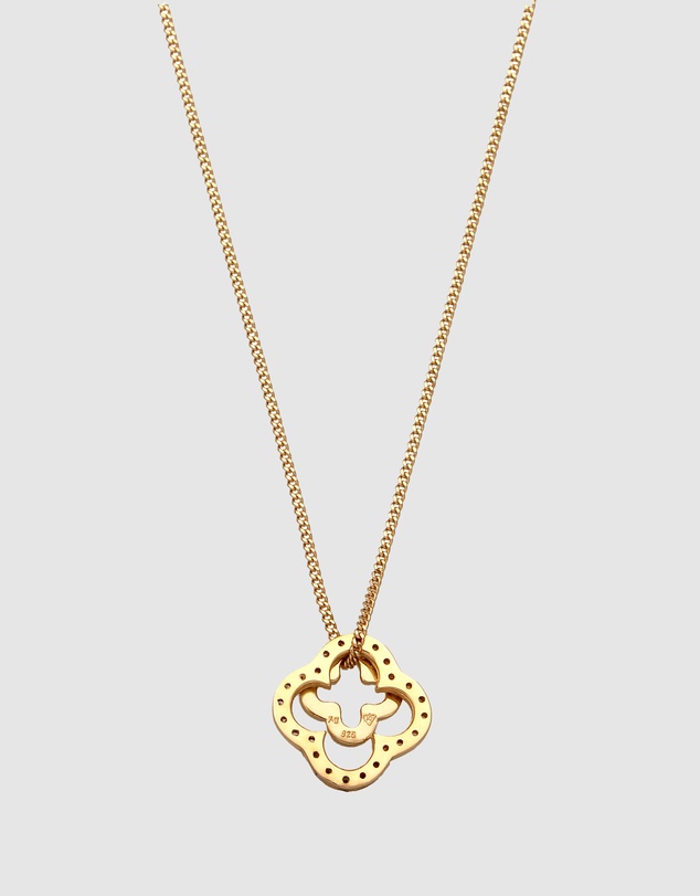 Elli Jewelry - Necklace Crystal Cloverleaf 925 Sterling Silver Gold-Plated