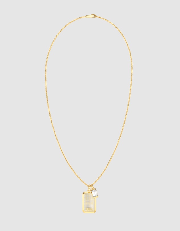 GUESS - GUESS Mens Gold-Tone Supremo GUESS Tag Necklace