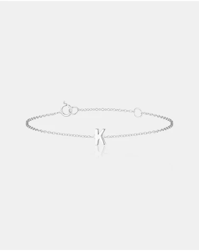 The Silver Collective - Petite A-Z Letter Bracelet Silver - K