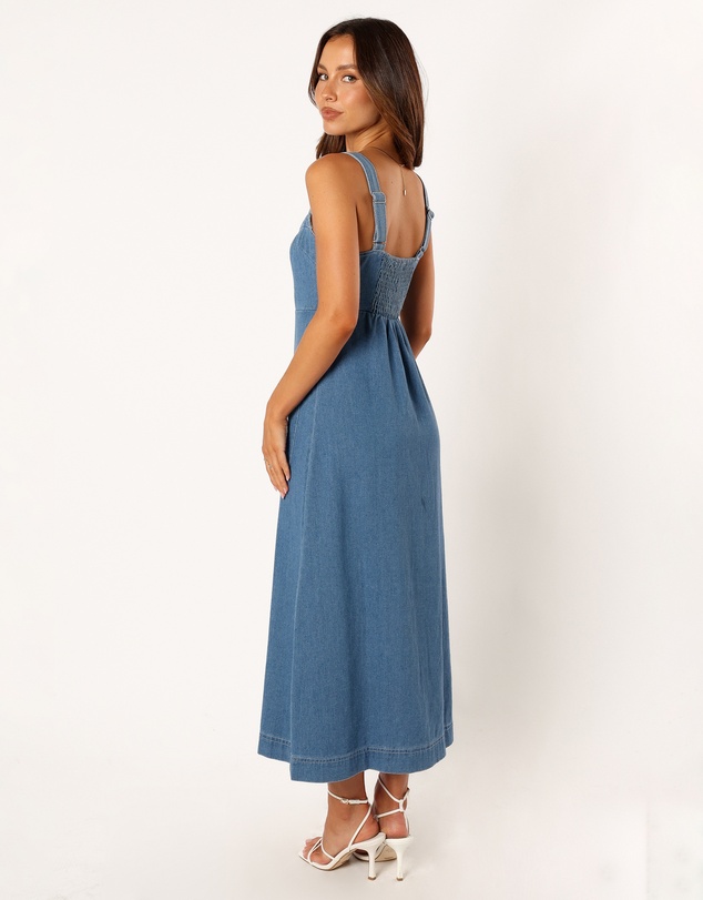 Petal & Pup - Bettie Midi Dress - Mid Blue Denim