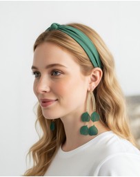 Mossée - Eveline Green Leaf Vintage Earrings