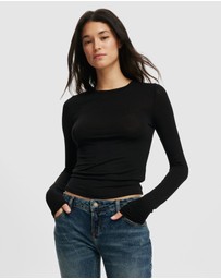 Cotton On - Sheer Layer Crew Long Sleeve Top
