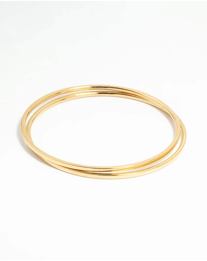 Lovisa - Waterproof Gold Plated Stainless Steel Clean Bangles 2-Pack