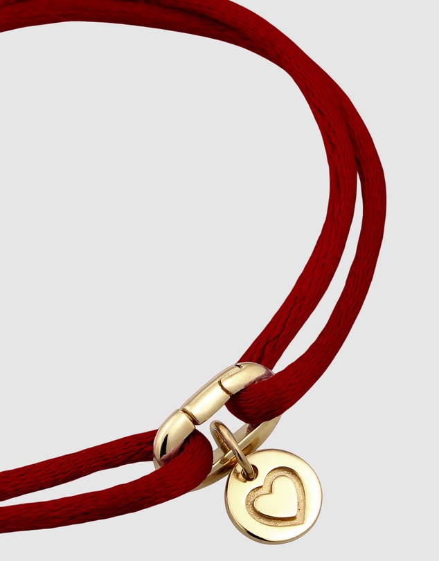 Elli Jewelry - Heart Charm Red Satin Bracelet