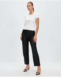 Honey and Beau -  jersey slim fit top with cap sleeves in white