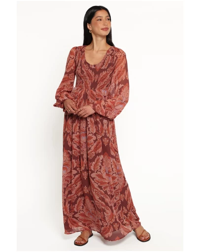 Petal & Pup - Nicholi Long Sleeve Maxi Dress - Brown Paisley