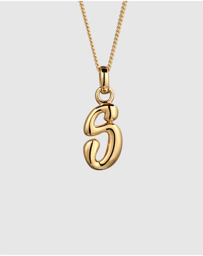 Elli Jewelry - Bubble Letter S Necklace in Gold-Plated 925 Silver
