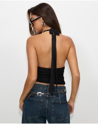 Dazie - Topaz Mesh Halter Top