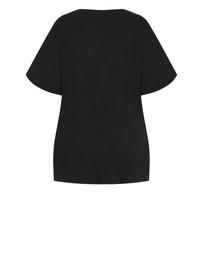 City Chic - Plus size Oversized Split Tee - black