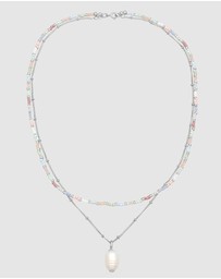 Elli Jewelry - Necklace Layer Beads Pastel with Freshwater Pearls in 925 Sterling Silver