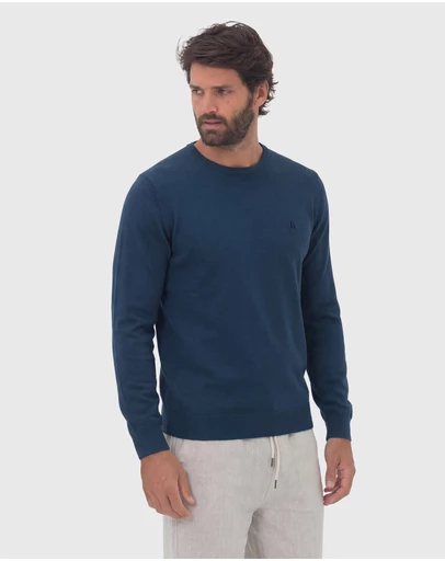 Coast Clothing - Crew Neck Cotton Jumper - Blue
