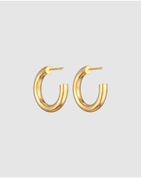 Elli Jewelry - Earrings Creoles Studs In 925 Sterling Silver Gold Plated