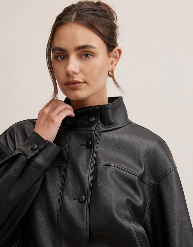 Forever New - Belle Faux Leather Belted Bomber Jacket
