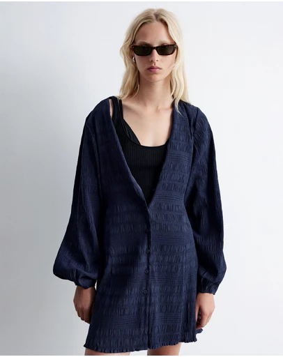& Other Stories - Smocked Balloon-Sleeve Mini Dress