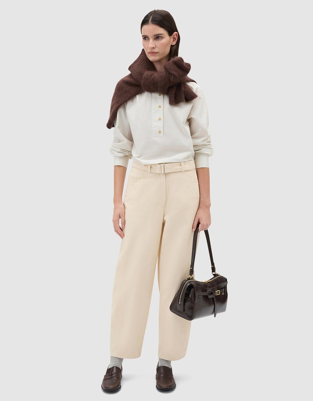Oroton - Washed Twill Barrel Leg Pants