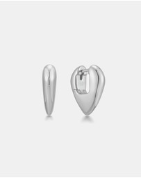 Ania Haie - Ania Haie Silver Puffy Shield Huggie Hoop Earrings