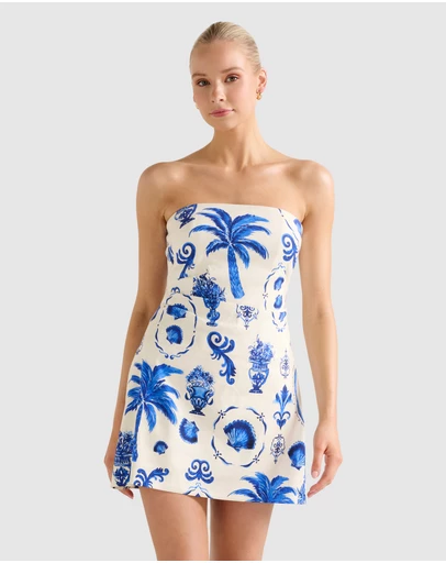 Forever New - Ginny Stretch Linen Tuck Side Mini Dress