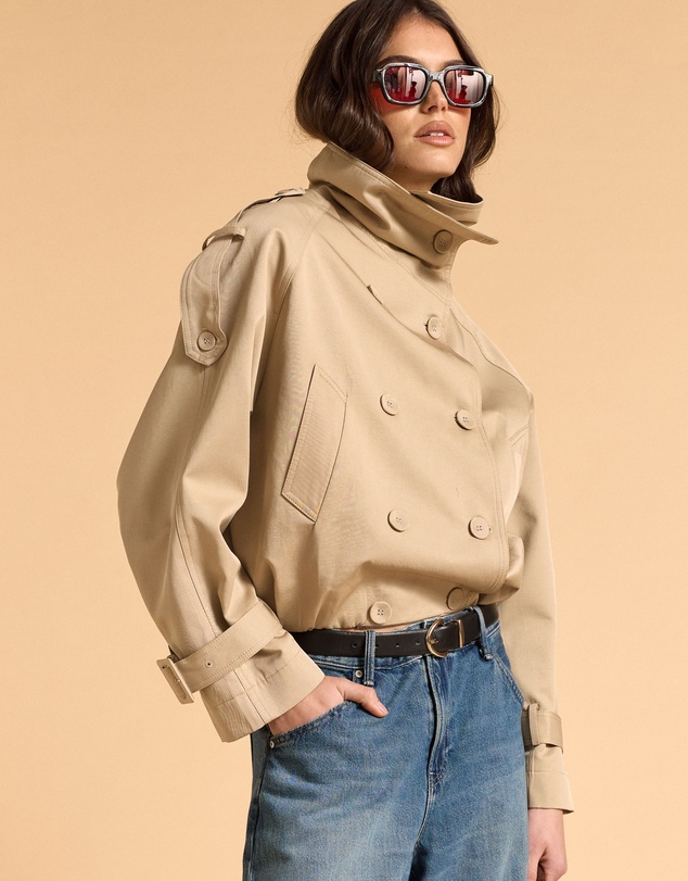 MVN - Funnel Neck Short Trench Coat