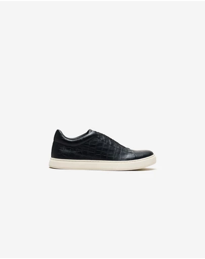 Calibre - Croc Embossed Leather Sneaker Black