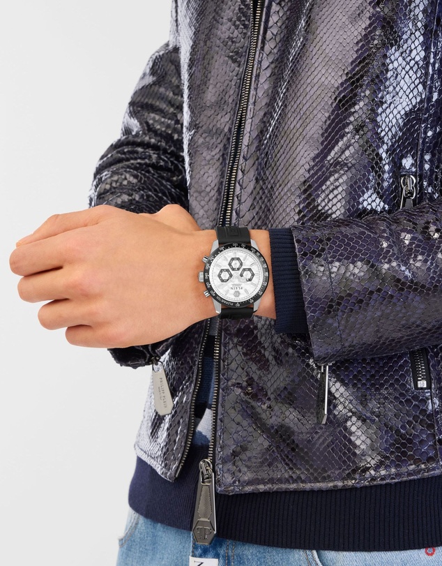 Philipp Plein - Pleinmeter - 44mm Silver Dial and Black Silicone Strap