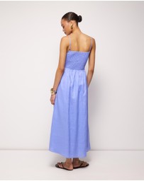AERE - Olie Shirred Linen Midi Dress