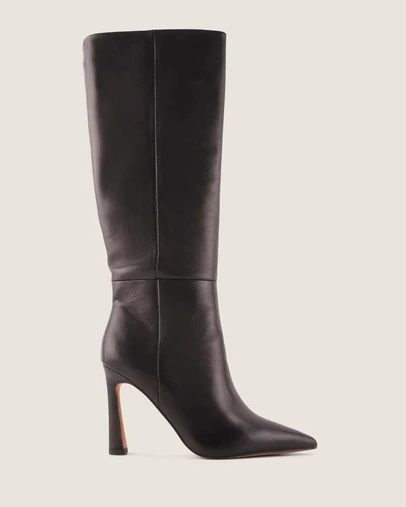 Shelly Shen - Lennon Heel Long Boots Black Leather