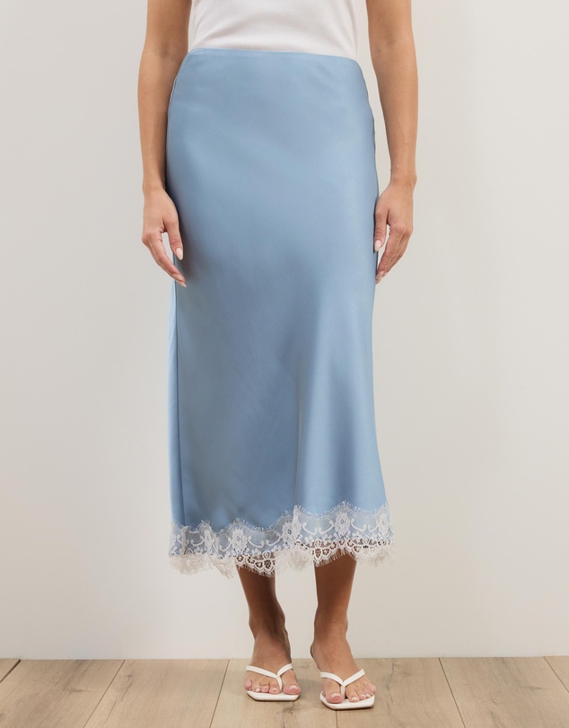 Atmos&Here - Paris Lace Satin Midi Skirt