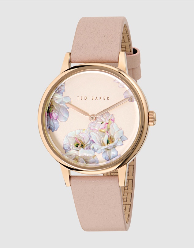 Ted Baker - Phylipa Rose Gold-Tone Printed Pink Leather Watch