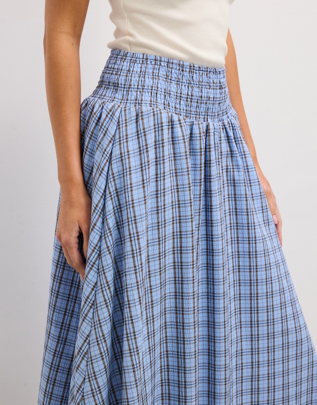 The Fated - Bloom Check Midi Skirt