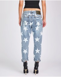 ONE TEASPOON - Saints Low Waist Boyfriend Denim Jeans - Starwash Blue