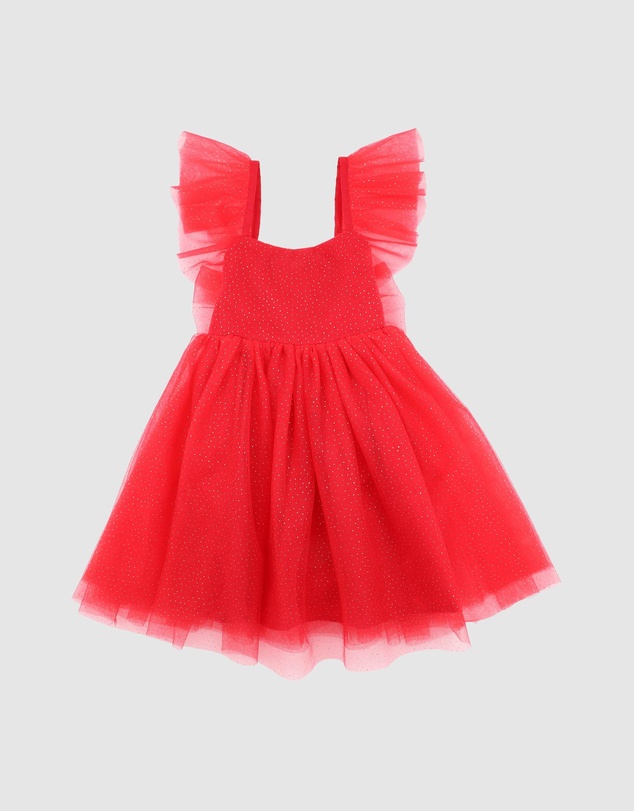 Bebe by Minihaha - Festive Red Glitter Tulle Dress - Kids