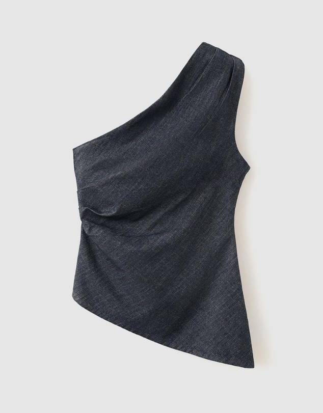 M.N.G - Asymmetrical Cotton Denim Top