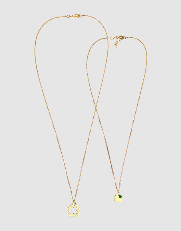 Elli Jewelry - Cloverleaf Mother and Daughter Necklace Set in Gold-Plated 925 Silver