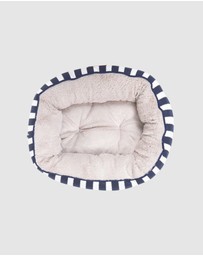 Mog & Bone - Reversible Cat Bed - Navy Hamptons Stripe Print