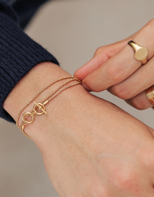 Kuzzoi - ICONIC EXCLUSIVE - Rope Chain Bracelet with T-Bar in Gold-Plated 925 Sterling Silver