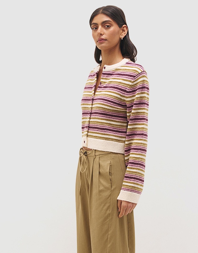 MON RENN - Orchid Stripe Cardigan