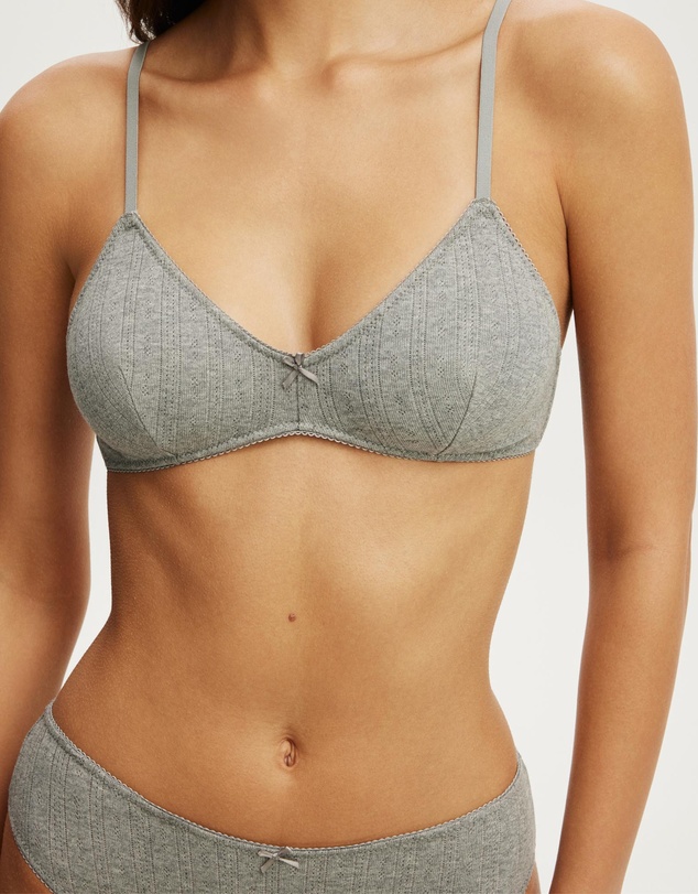 Cotton On Body - Cotton Pointelle Triangle Padded Bralette