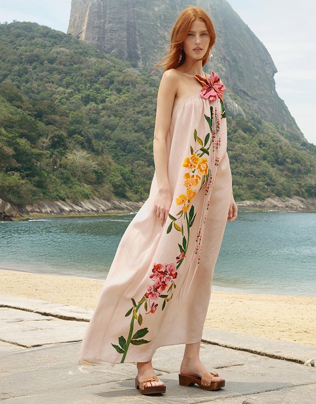 Farm Rio - Garden Terrace Pink One Shoulder Maxi Dress