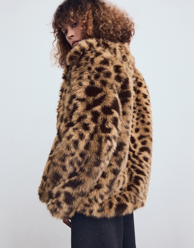 M.N.G - Fur-Effect Leopard-Print Coat
