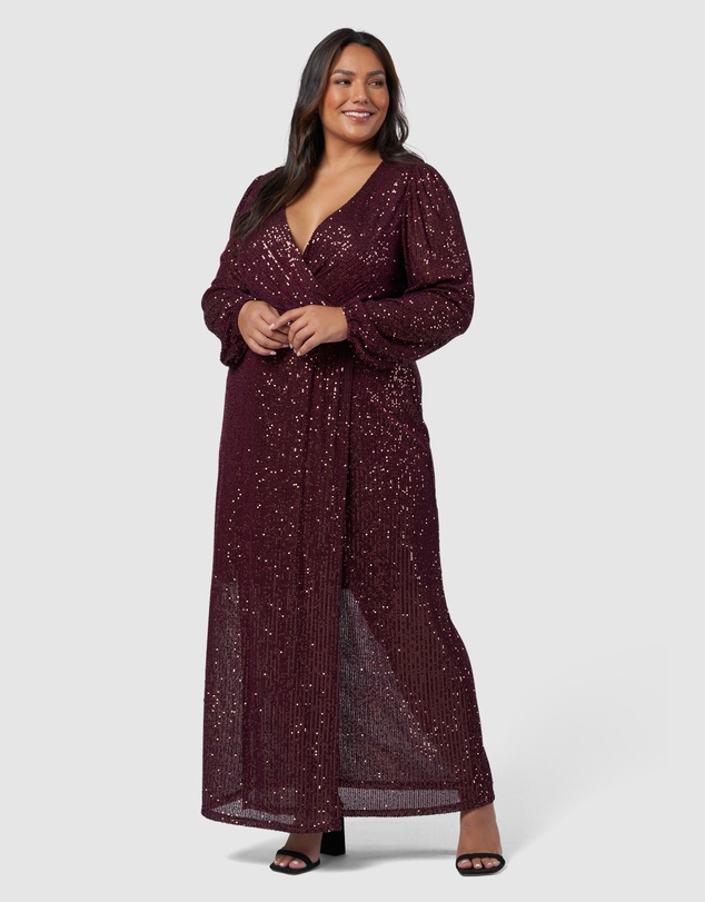 Pink Dusk by Curve Project - All I Want Sequin Maxi Dress