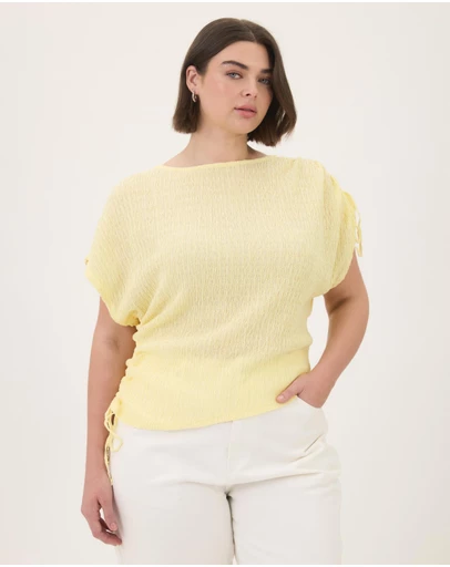 Atmos&Here Curvy - Imogen Textured Ruched One Shoulder Top