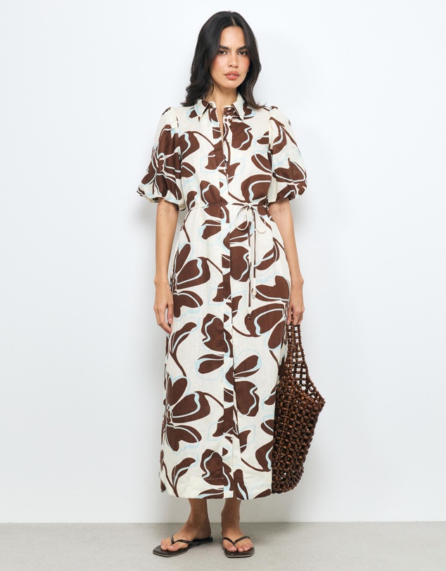 AERE - Nela Linen Midi Shirt Dress