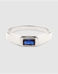 Kuzzoi - ICONIC EXCLUSIVE - Ring Male Rectangle Blue Sapphire 925 Sterling Silver