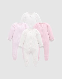 Purebaby - 4 Pack Zip Growsuit -Babies