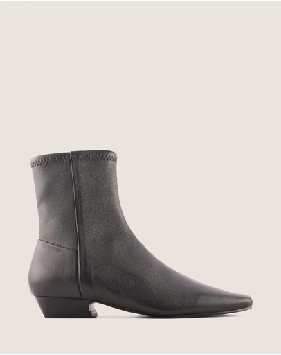 Shelly Shen - Carmen Heel Ankle Boots Black Leather