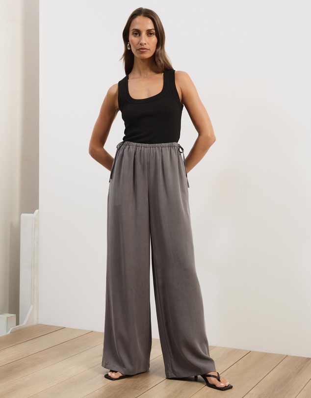 Atmos&Here - Viola Wide Leg Tie Detail Pants