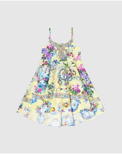 Camilla - Round Neck Layered High-Low Dress - Kids