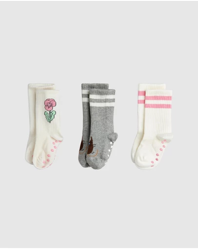 Mini Rodini - Elephant Shrew 3-Pack Anti-Slip Socks