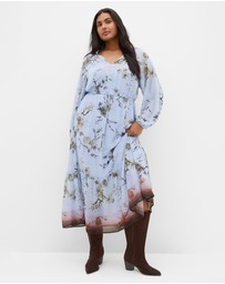 City Chic - Plus size Love Border Print Maxi Dress - cornflower