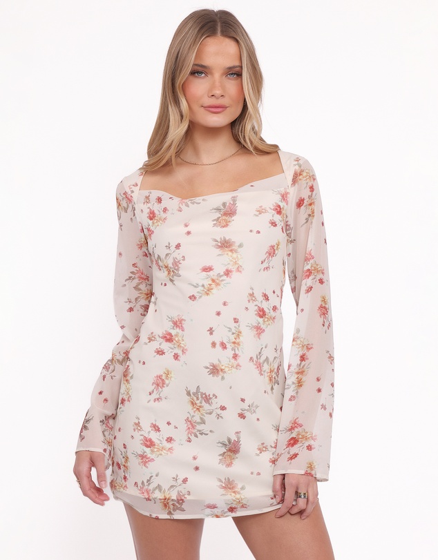 Petal & Pup - Everlyn Long Sleeve Mini Dress - Cream Floral
